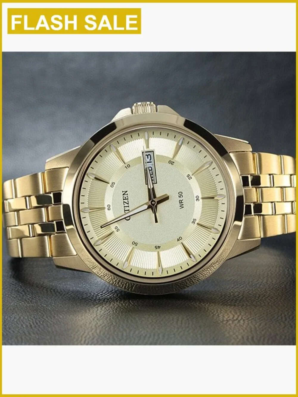 Men's Stainless Steel Quartz Watch Luminous Champagne Dial